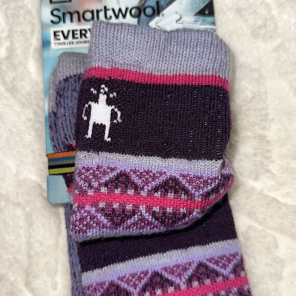 SmartWool XL Snowed in Purple Eclipse Wool Sweater Print Socks - Picture 8 of 11